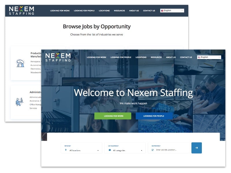 Nexem Staffing Website Development