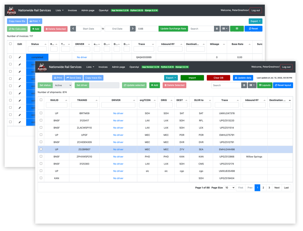 Nationwide Rail Services Management Software